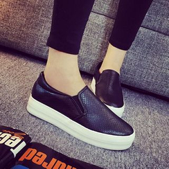 Solejoy - Faux-Leather Platform Slip-Ons Solejoy - Faux-Leather Platform Slip-Ons