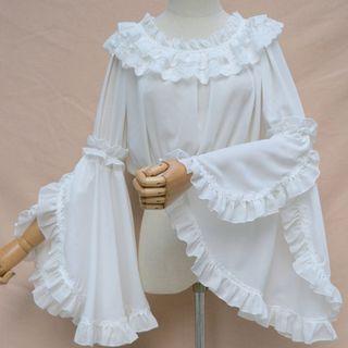 Frilled Bell-Sleeve Chiffon Blouse 