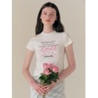 韓国 人気[ROLAROLA] VINTAGE NOUVELLE LOGO HALF T-SHIRT 로라로라