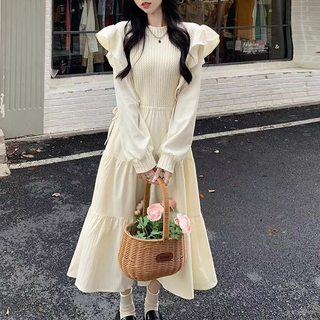 knee length dresses for ladies KIDPIK Girls Long Sleeve Chiffon Midi Dress Roses Mix Print, Size: XXS (4)