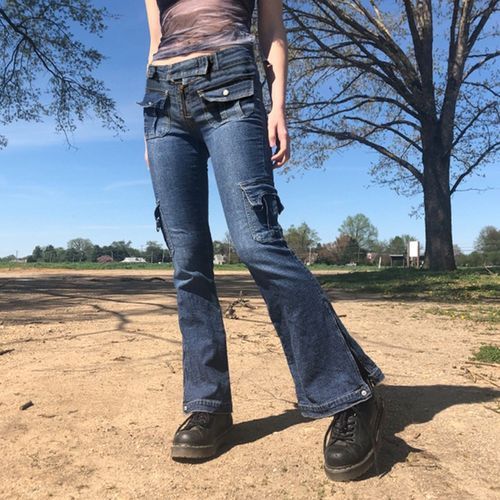 Sosana - Low Waist Washed Boot-Cut Jeans