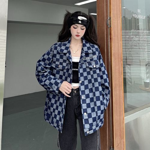 Checkerboard on sale denim jacket