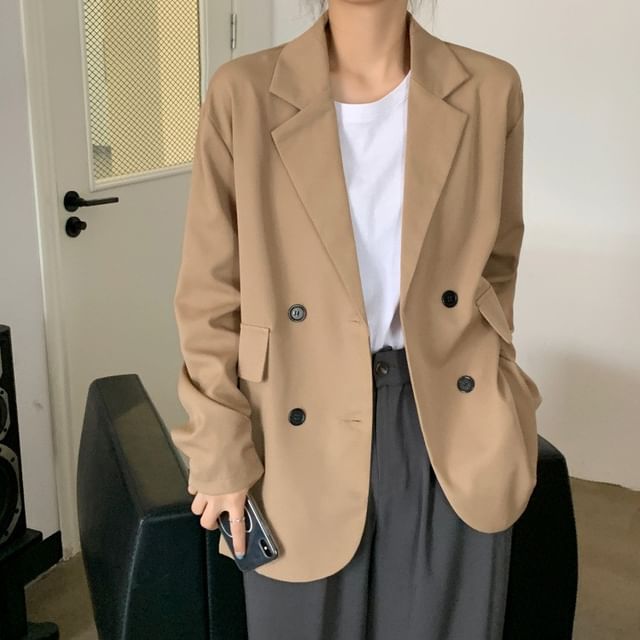 Cloud Nine-Double Breasted Plain Blazer