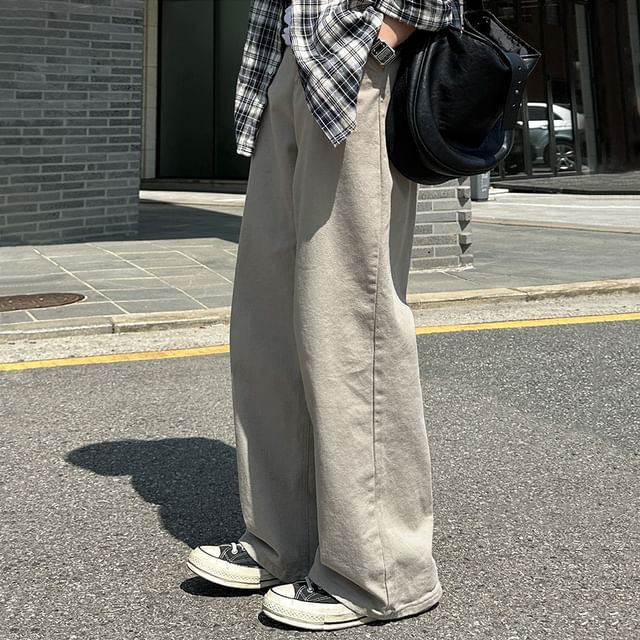MRCYC-Mid Rise Plain Wide Leg Pants
