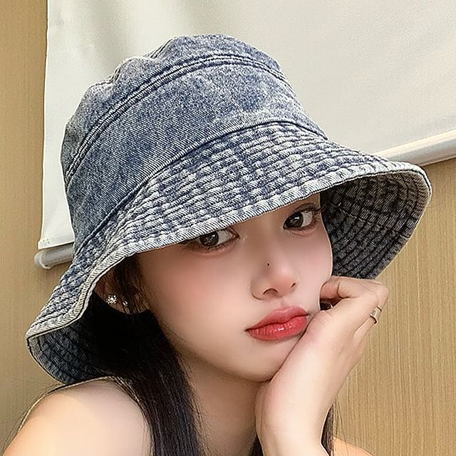 4-4 STUDIO-Washed Denim Bucket Hat