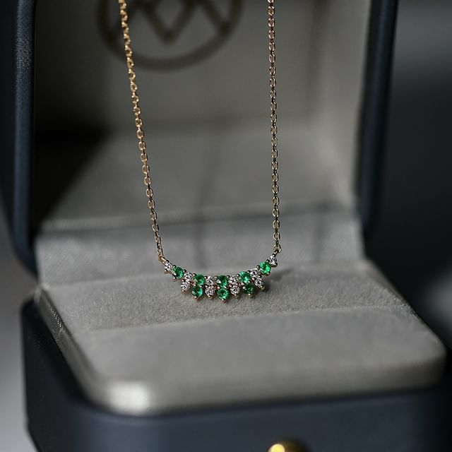 Phoenoa-Rhinestone Pendant S925 Sterling Silver Choker