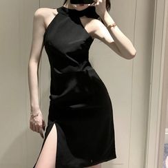 Brigid - Halter-Neck Slit Dress Brigid - Halter-Neck Slit Dress