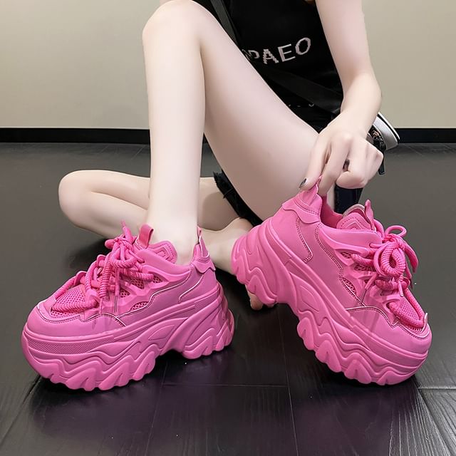 Sleeko-Satin Platform Lace-Up Sneakers