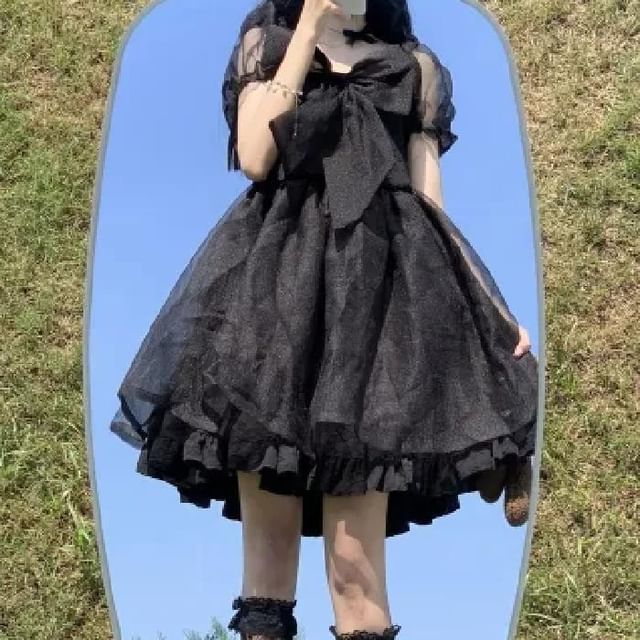 knee length dresses for ladies NEVER BASIC RUFFLED MESH MINI DRESS  AKIRA