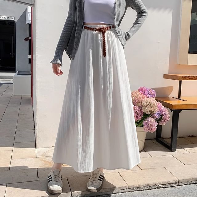 Dragan Pulse-High Rise Plain Maxi A-Line Skirt