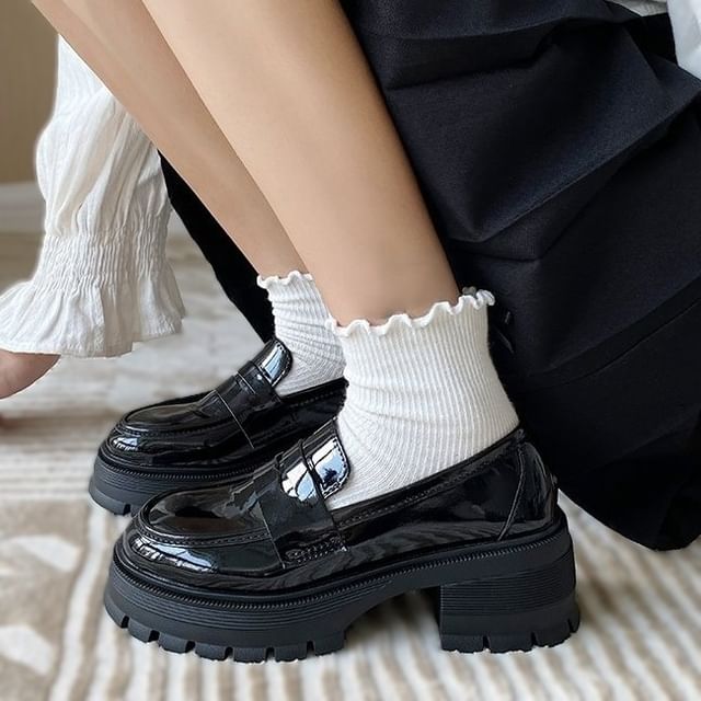 Bolitin-Platform Chunky Heel Loafers