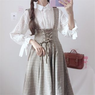 suspender midi skirt