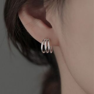 Parskletie-Layered Sterling Silver Hoop Earring
