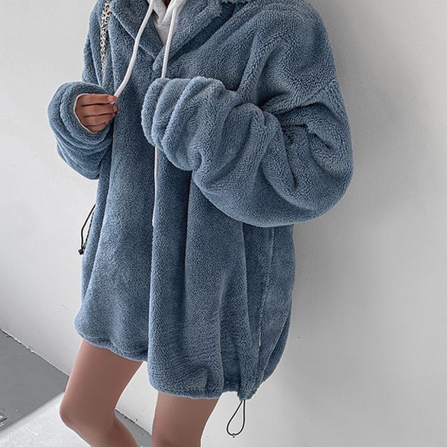 MERONGSHOP - Collared Oversized Fleece 