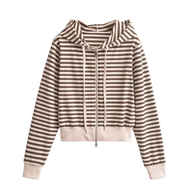 Hollahop-Striped Zip-Up Hoodie