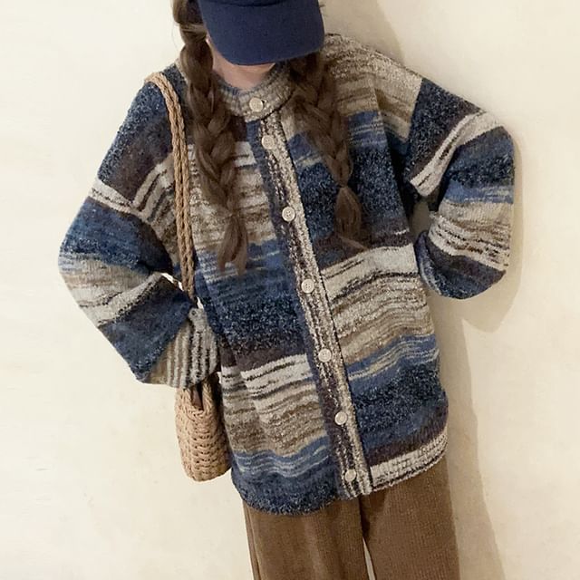 Glotto-Crew Neck Melange Cardigan