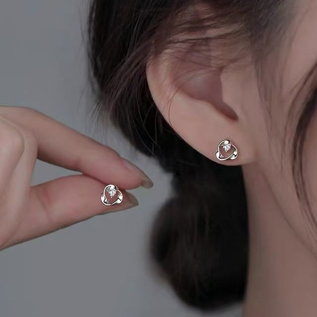 Parskletie-925 Sterling Silver Rhinestone Stud Earring