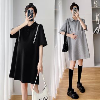 Rosy Street Maternity Short-Sleeve Mini A-Line Polo Dress Sale