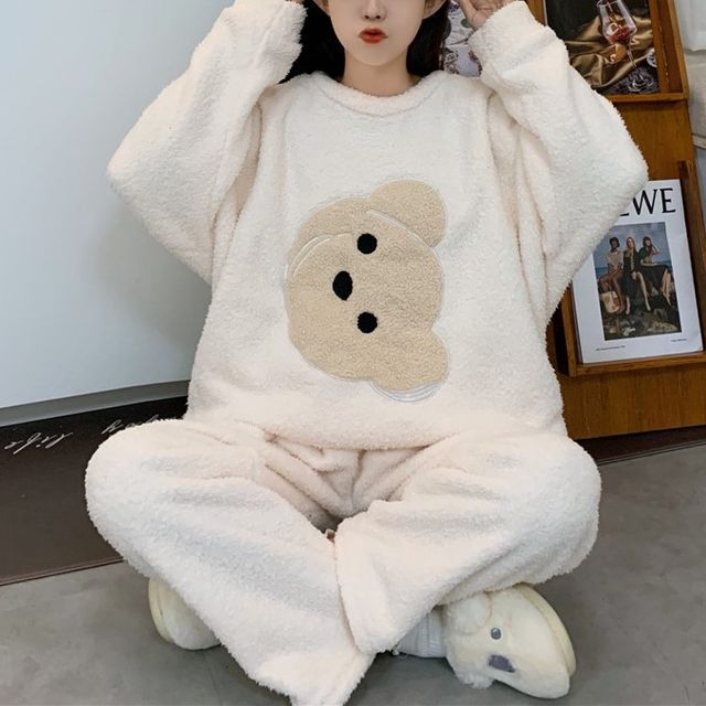 Rorah - Pajama Set: Teddy Bear Sweatshirt + Pants | YesStyle