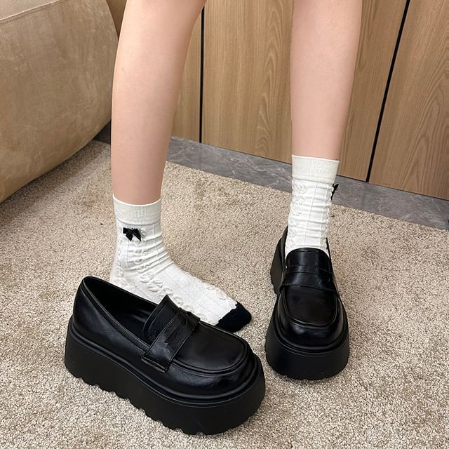 Nikao-Platform Plain Penny Loafers