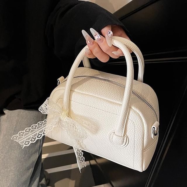 Basaran-Faux Leather Bowler Bag