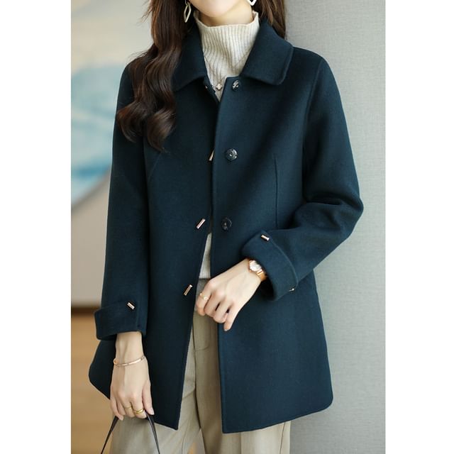 Jeonseon-Lapel Collar Plain Single Breasted Coat