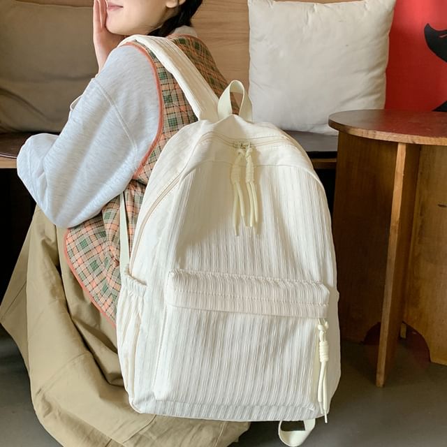 Basaran-Plain Knit Zip Backpack