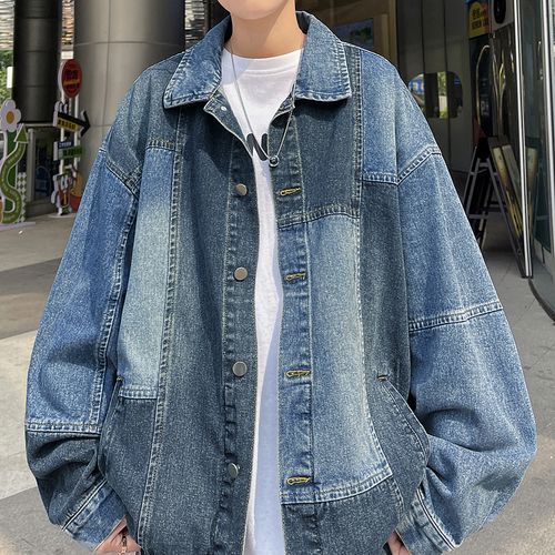 Asymmetrical Patchwork Button-Up Denim Jacket