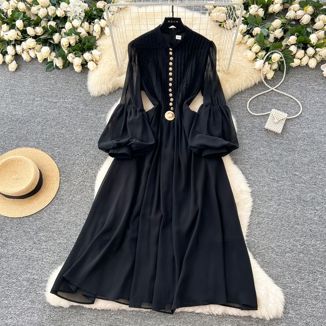 gold a line formal dress Pleated Long A-Line Prom Dress with V-Neck