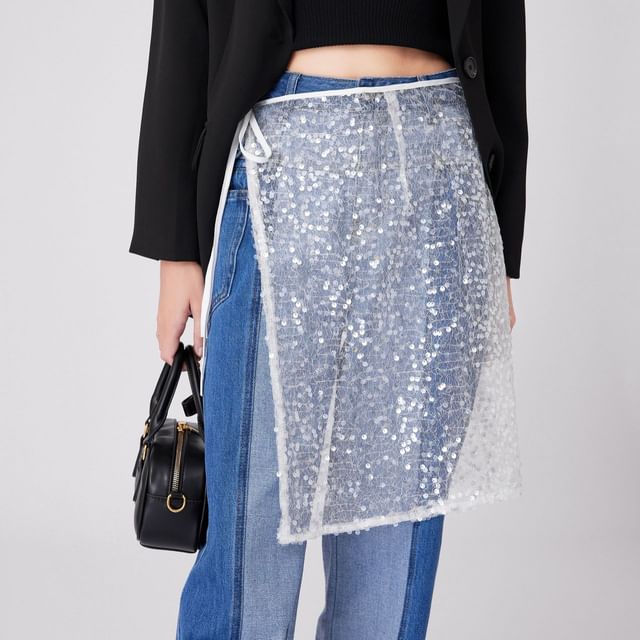 MIOW-Sequined Lace Decoration Hem