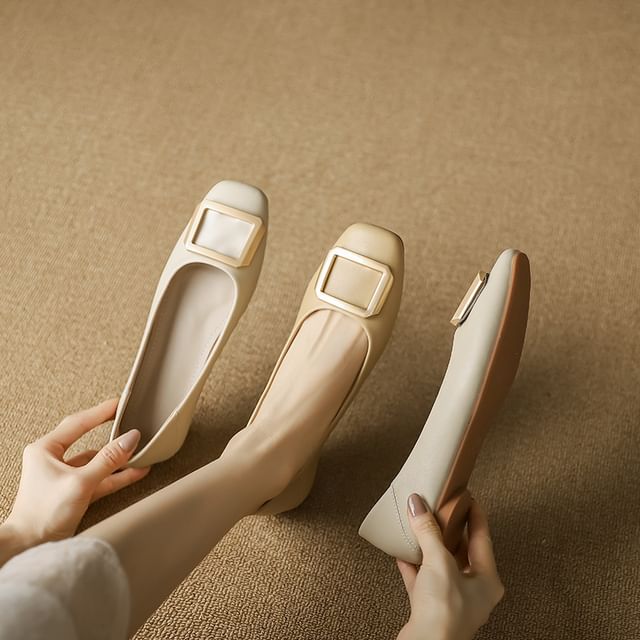 Karlao-Square-Toe Buckled Flats