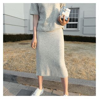 knit midi skirt set