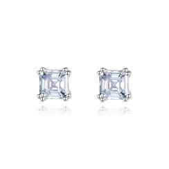 BELEC - Sterling Silver Simple and Exquisite Geometric Square Cubic Zirconia Stud Earrings