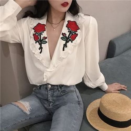 KONGER - Rose Embroidered Blouse | YesStyle