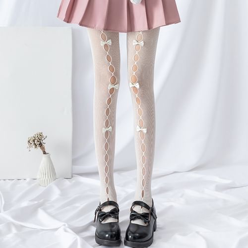 Bow Cut Out Sheer Tights