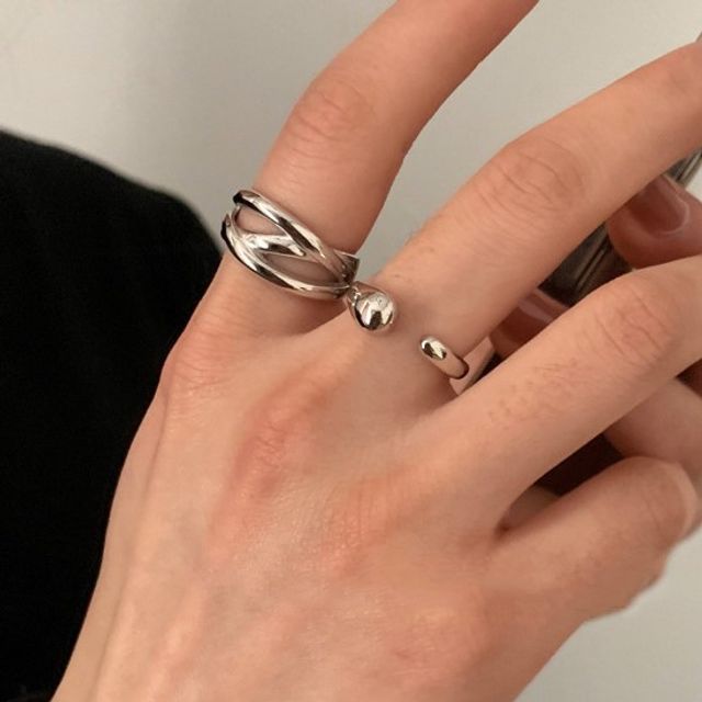 Hansha-Polished Alloy Open Ring Layered Open Ring