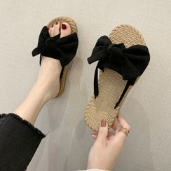 Nikao - 蝴蝶结仿毛拖鞋 Nikao - 蝴蝶结仿毛拖鞋