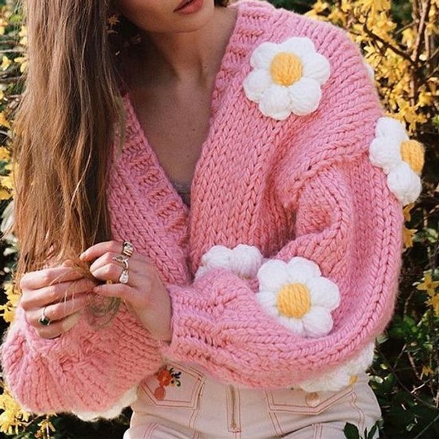 chunky floral cardigan