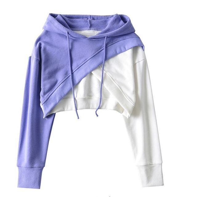 LexiLotte - Two Tone Cropped Hoodie | YesStyle