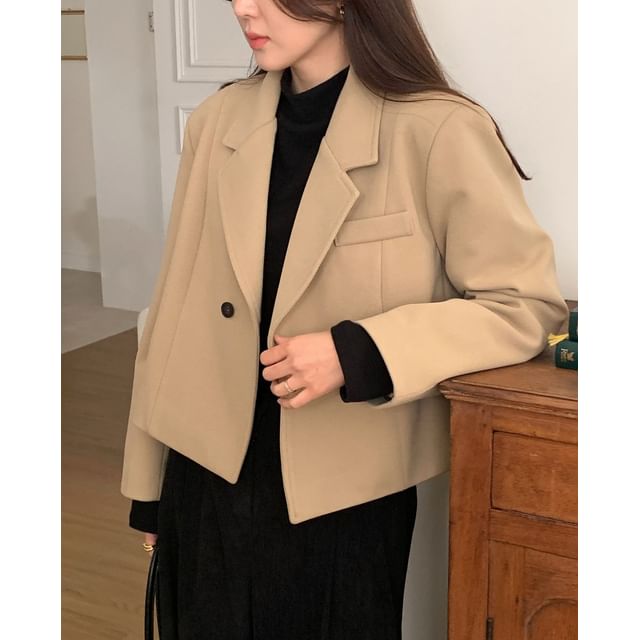 Chubby Girl-Plain Woolen Blazer