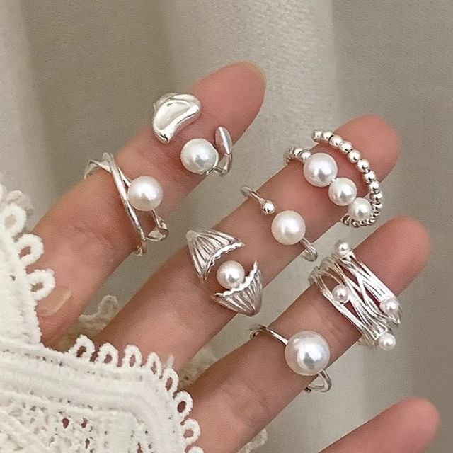 Fireflicka-Beaded Faux Pearl Ring