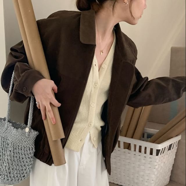 Alfie-Drop-Shoulder Plain Zip Jacket