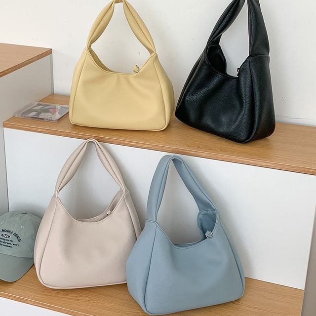 FAYLE-Faux Leather Plain Shoulder Bag