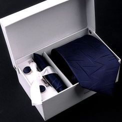 Prodigy(プロディジー) - Gift Set: Pre-Tied Necktie + Cuff Links + Pocket Square + Tie Clip Prodigy(プロディジー) - Gift Set: Pre-Tied Necktie + Cuff Links + Pocket Square + Tie Clip