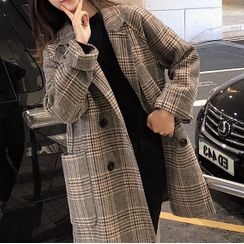 Shimi - Plaid Double-Breasted Coat Shimi - Plaid Double-Breasted Coat