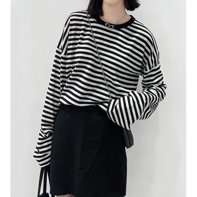 Bolgivy-Striped Long-Sleeve T-Shirt