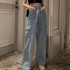 ZENME - Denim Cargo Pants ZENME - Denim Cargo Pants