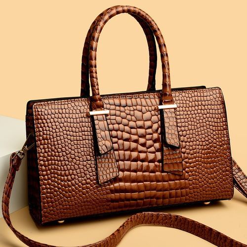 Trendy Crocodile Pattern Handbag, Fashion Faux Leather Shoulder Bag,  Women's Office Work Purse