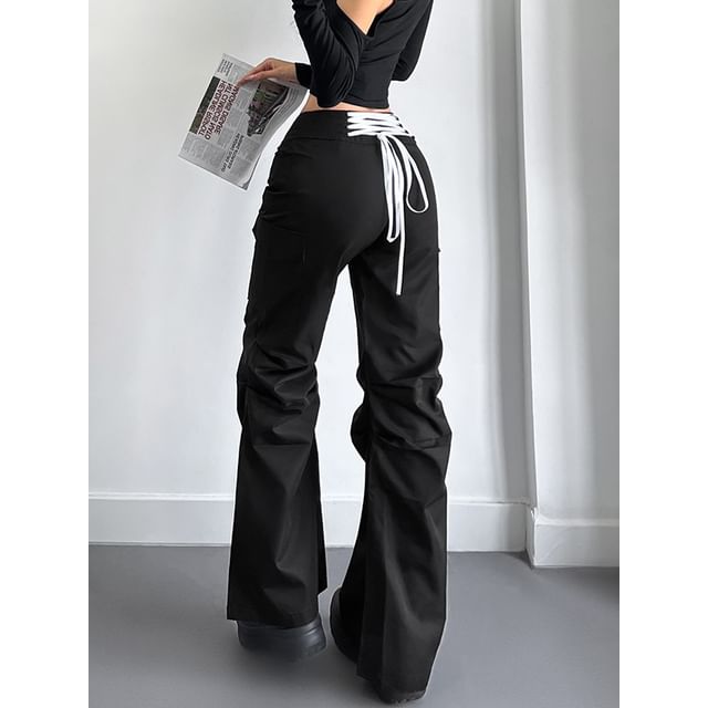 Maisee-Tie-Back Cargo Baggy Pants