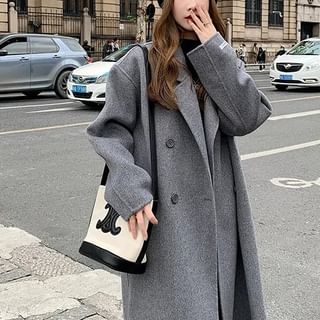 Horrysonie-Plain Double-Breasted Coat